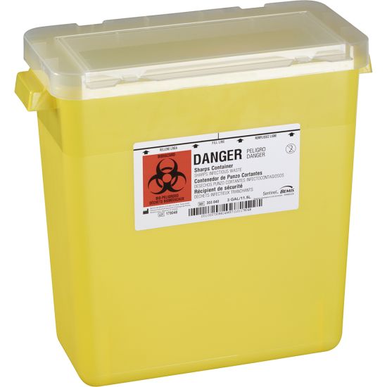 Bemis 3-Gallon Sharps Container with Large Opening, Translucent Yellow