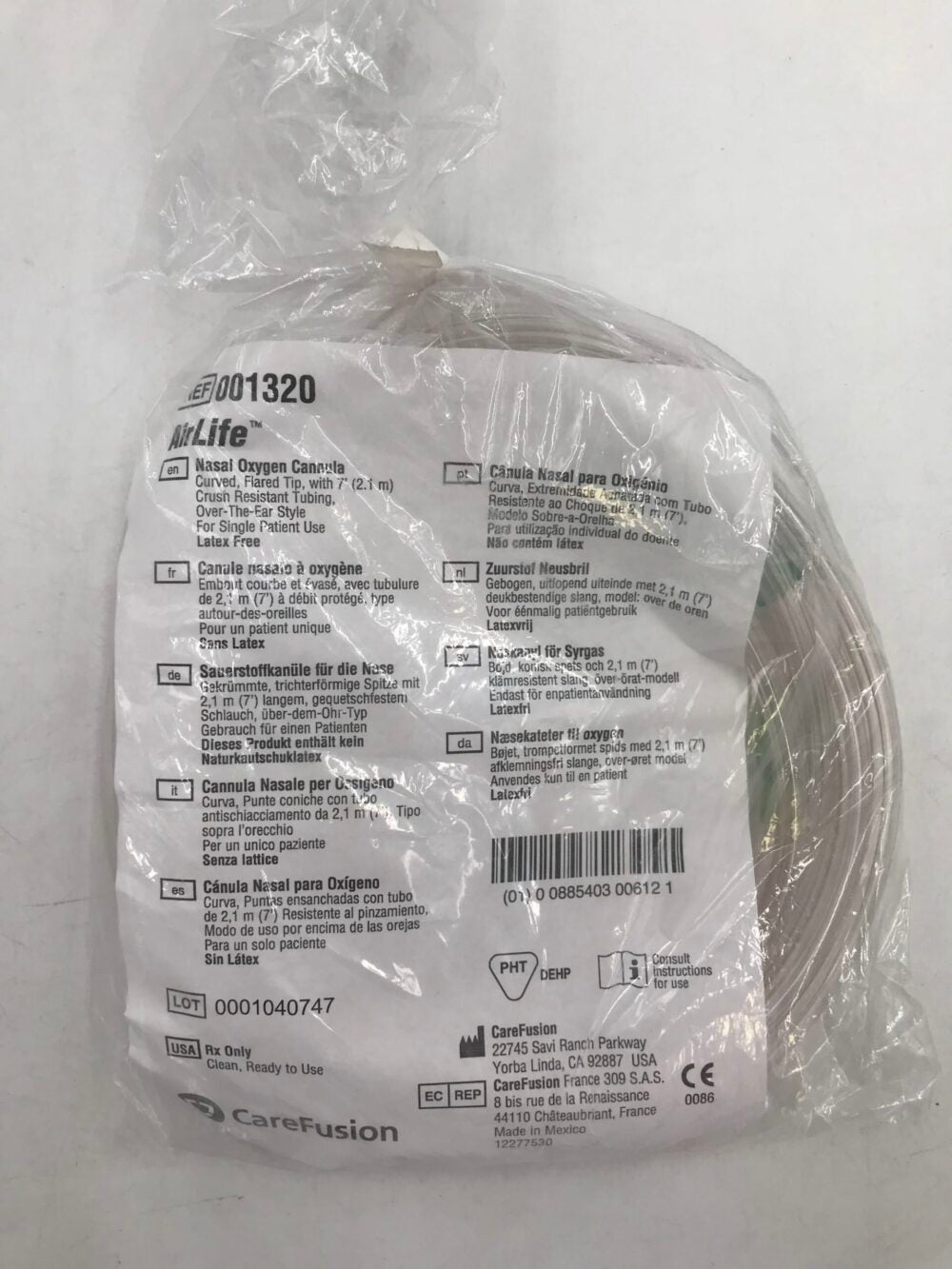 AirLife Adult Nasal Oxygen Cannula, Flared Tip, 7 ft Tubing