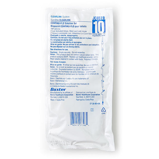 Baxter Clearlink Continu-Flo Solution Set with Clearlink 10 drops/mL