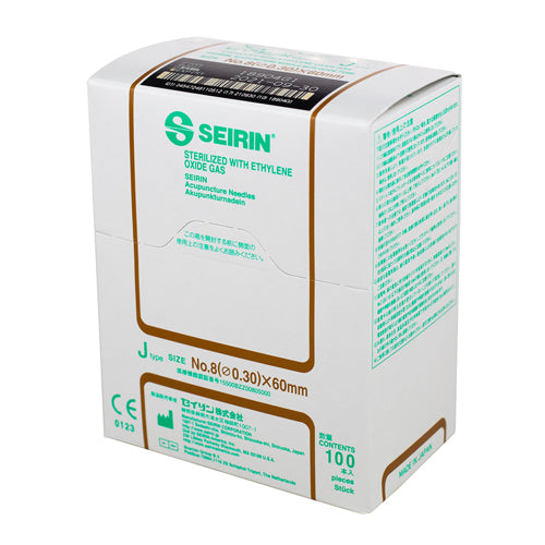 SEIRIN J-Type acupuncture needles, 0.30 Γ 60 mm, brown, box of 100