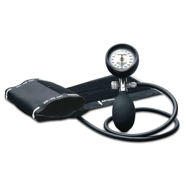 Almedic Deluxe Palm Aneroid Blood Pressure Unit with Adult Black Nylon Cuff
