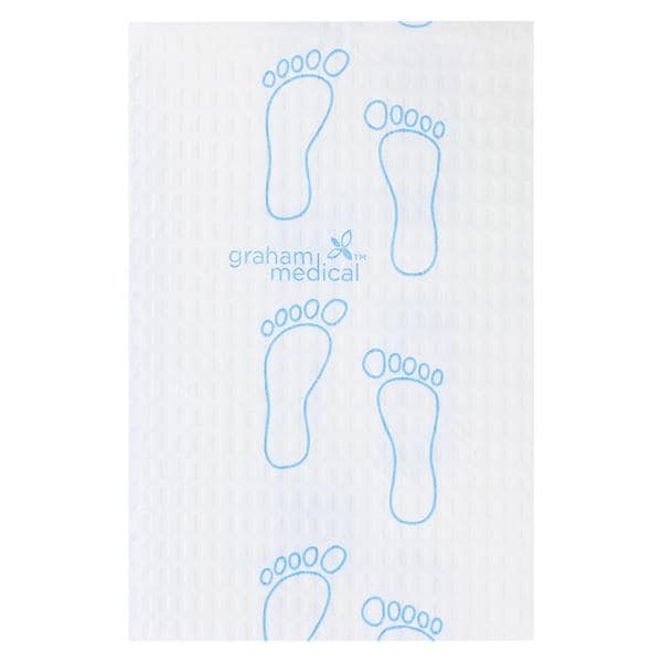 Graham Medical Footprint Procedure Towel, 3-Ply Tissue/Poly, White with Blue Footprints, 13.5 x 18 in, Case of 500