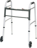 ProBasics Two-Button Folding Aluminum Walker with 5 in Wheels, Adult