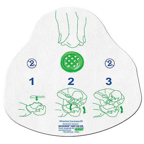 Safecross CPR Face Shield with One-Way Filtered Valve, Single Use