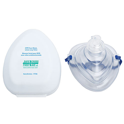 Safecross Reusable CPR Face Mask with One-Way Filtered Valve and Hard Case