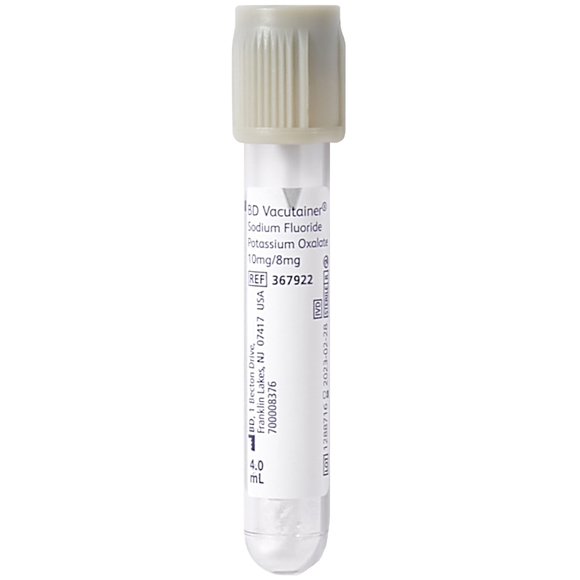 BD Vacutainer Sodium Fluoride 10mg Potassium Oxalate 8mg Blood Collection Tubes