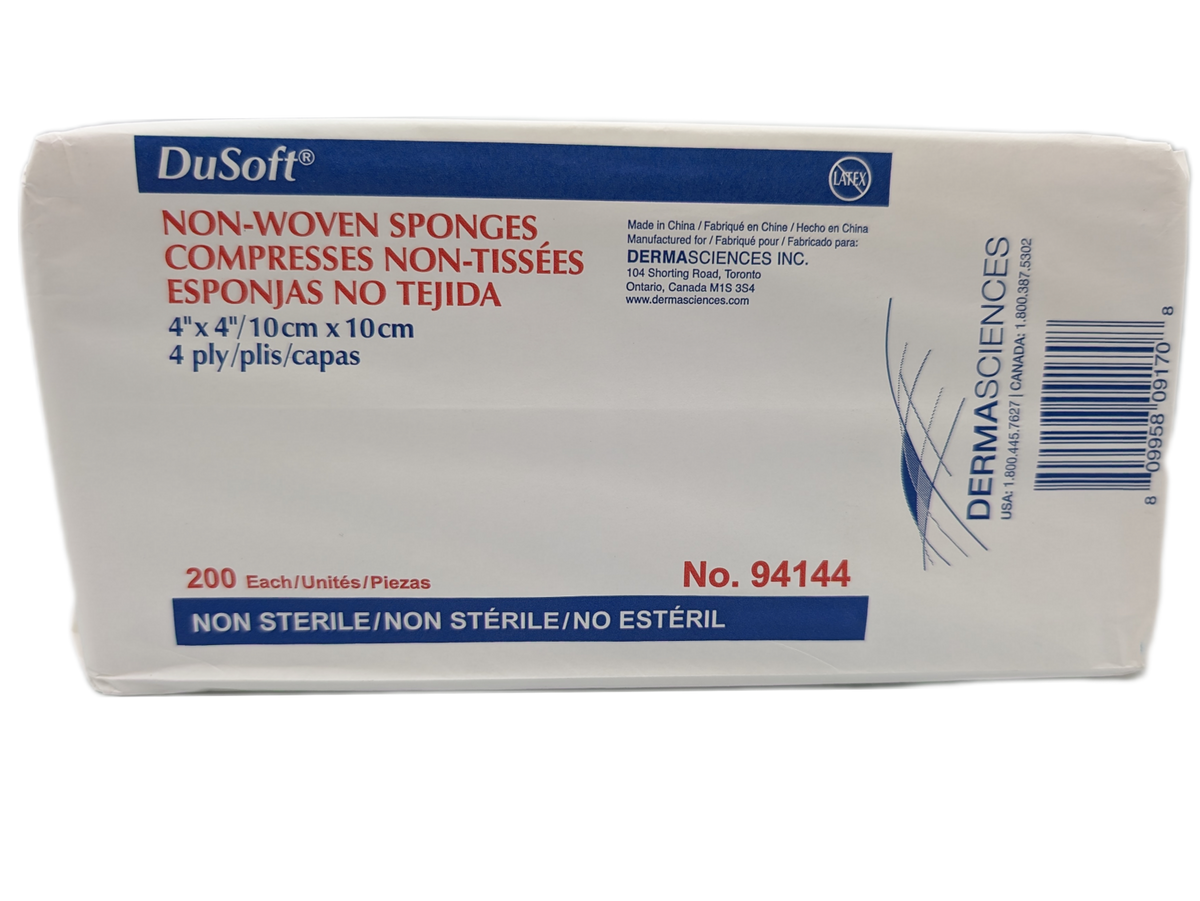DuSoft Non-Woven Gauze Sponges, Non-Sterile, 4-Ply, 4 x 4 in, 200/Bag