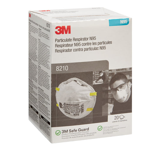 3M 8210 N95 Particulate Respirators, Standard Size, Box of 20