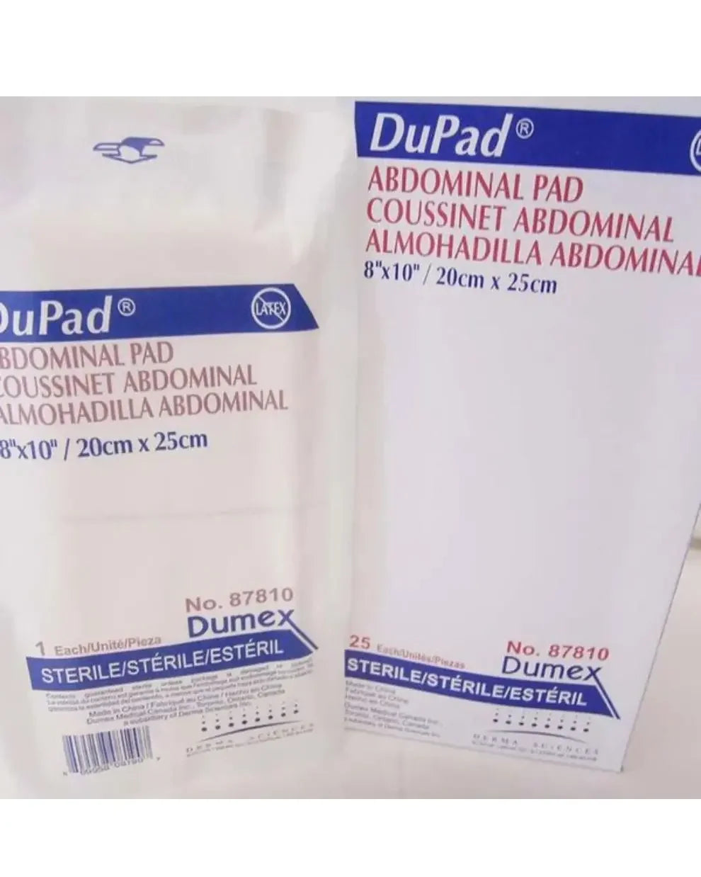 DuPad Sterile Abdominal Pad, Closed End, 8 × 10 in, Box of 25