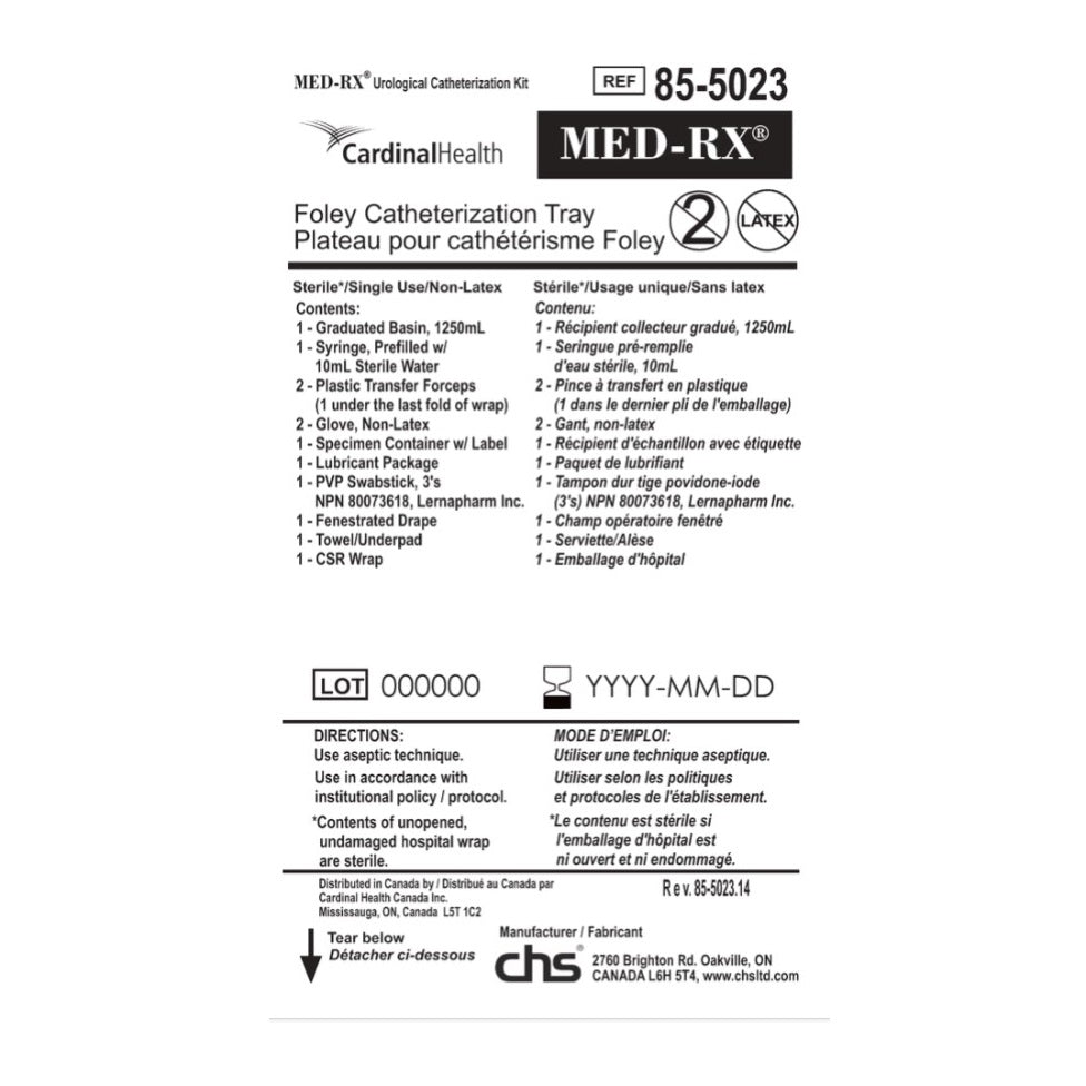 Med-Rx 85-5023 Foley Catheterization Tray, Sterile, Each