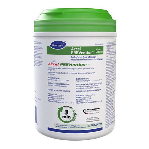 Diversey Accel PREVention Disinfectant Wipes, Canister of 160