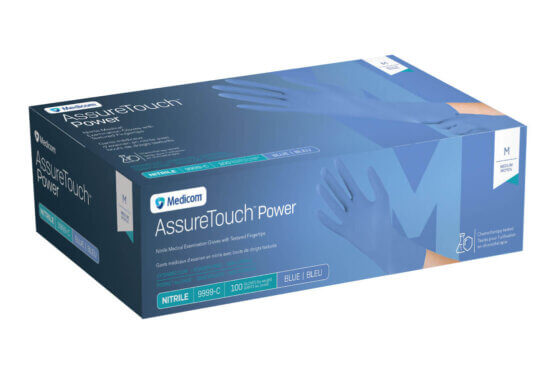 Medicom AssureTouch Power Nitrile Medical Examination Gloves with Textured Fingertips