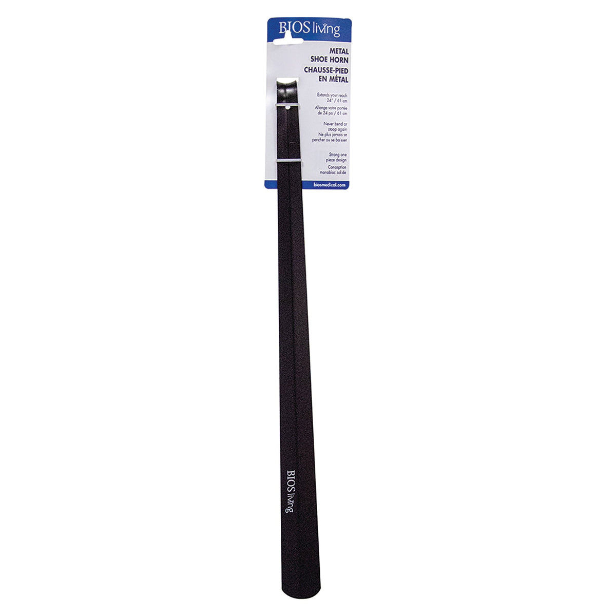 BIOS Medical model 57027 long-handled black metal shoehorn, 24 inches