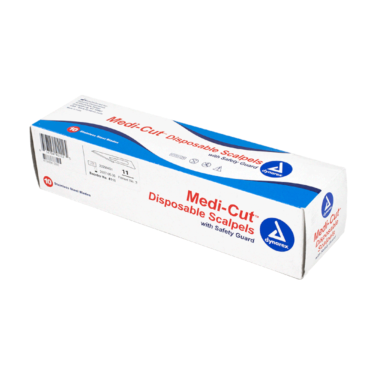 Dynarex Medi-Cut Disposable Sterile Scalpels with Safety Guard, Box of 10