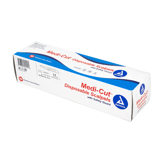 Dynarex Medi-Cut Disposable Sterile Scalpels with Safety Guard, Box of 10