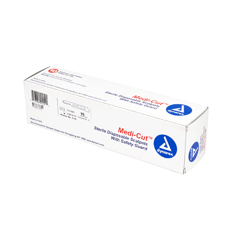 Dynarex Medi-Cut Disposable Sterile Scalpels with Safety Guard, Box of 10