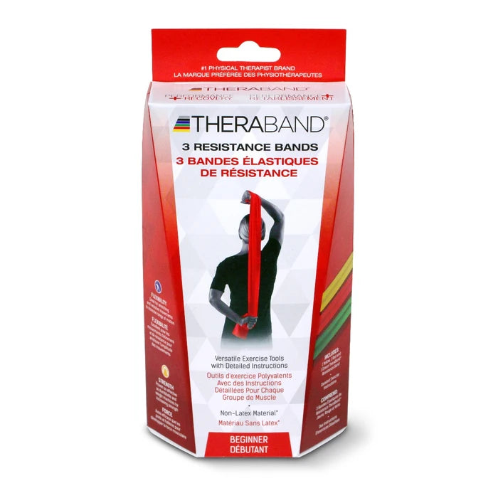 THERABAND Active Recovery Kit, Beginner, Non-Latex, Yellow/Red/Green