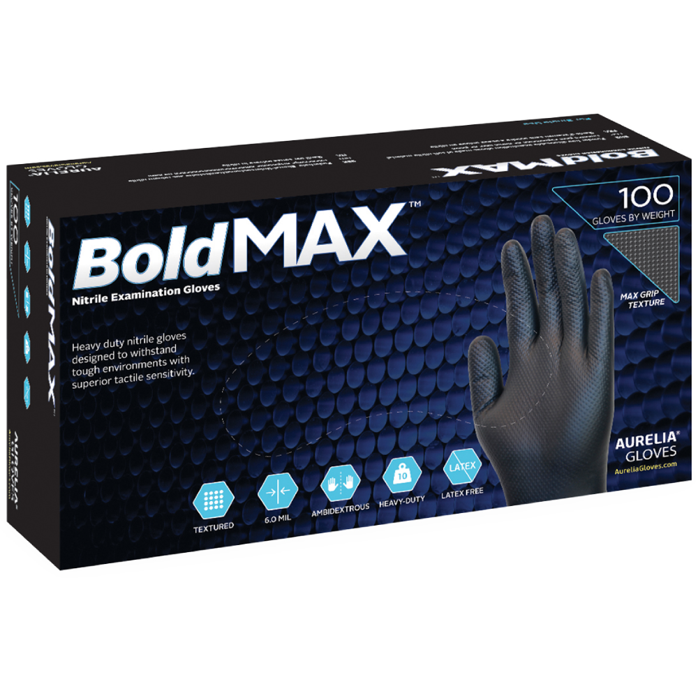 Aurelia BoldMAX Black Nitrile Exam Gloves