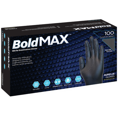 Aurelia BoldMAX Black Nitrile Exam Gloves