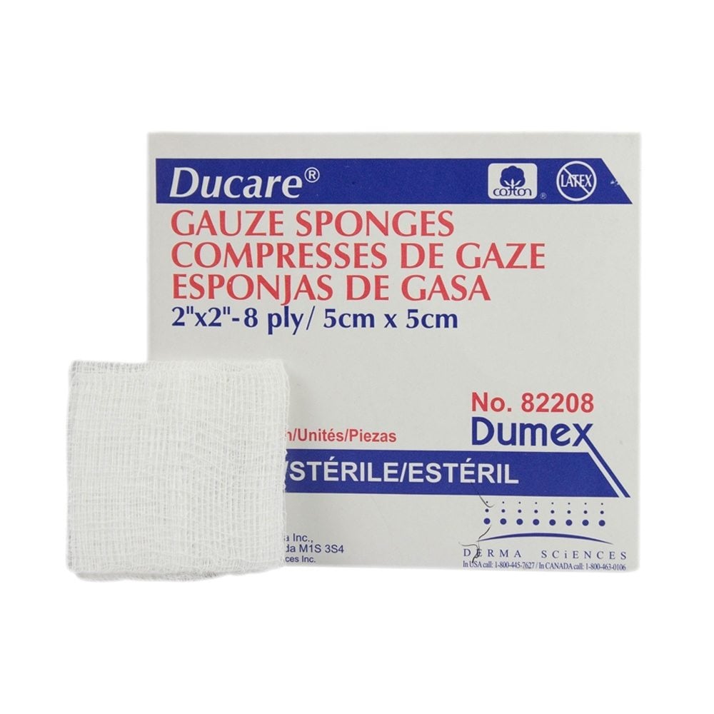 DuCare Woven Gauze Sponges, Sterile, 8-Ply, 2 x 2 in, 2/Pack