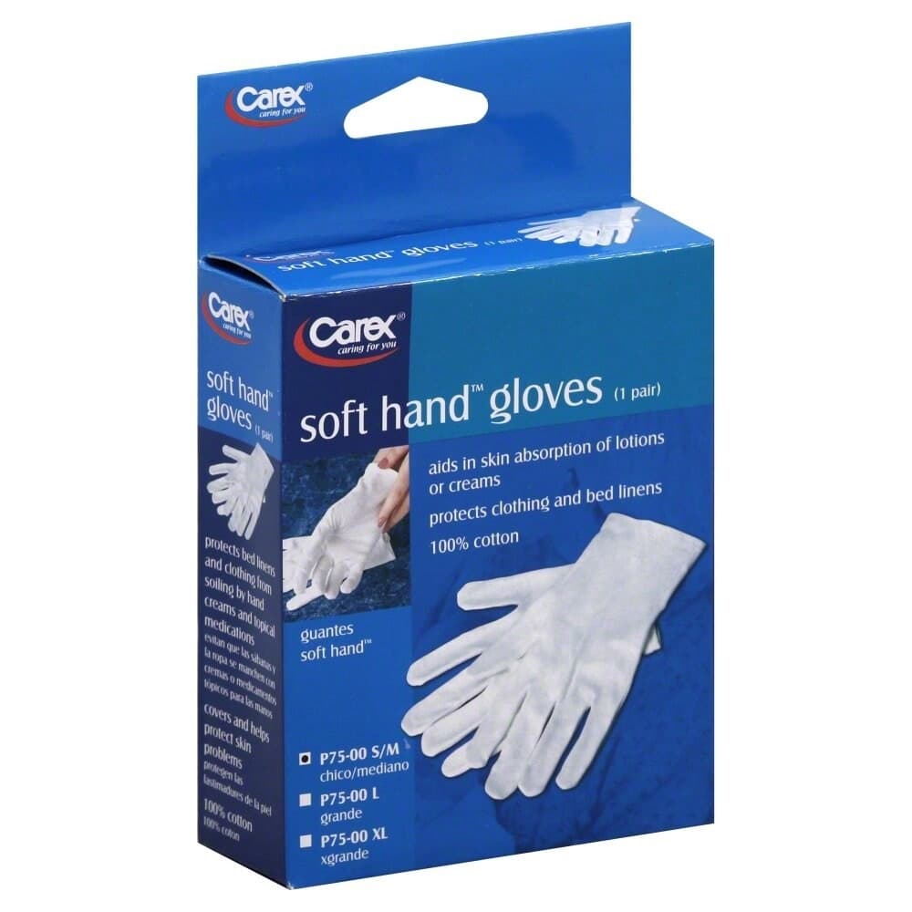 Carex Soft Hands Cotton Gloves, White, Small/Medium
