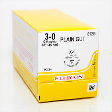 Ethicon Plain Gut Absorbable Monofilament Suture 18" 3-0 with X-1 Reverse Cutting Needle