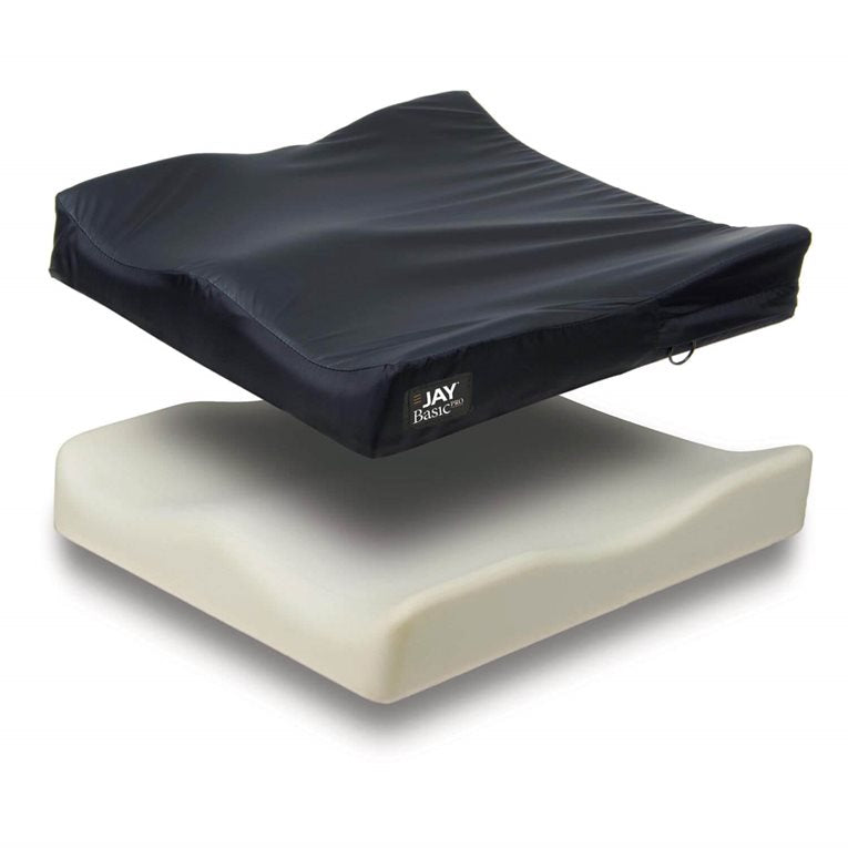 JAY BasicPRO wheelchair cushion with cover and contoured foam base