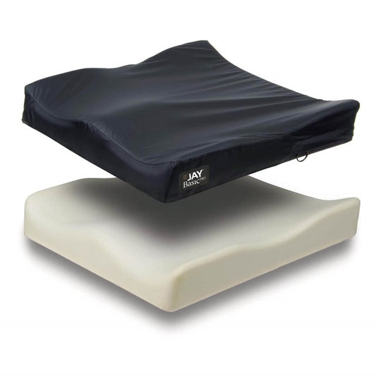 JAY BasicPRO wheelchair cushion with cover and contoured foam base
