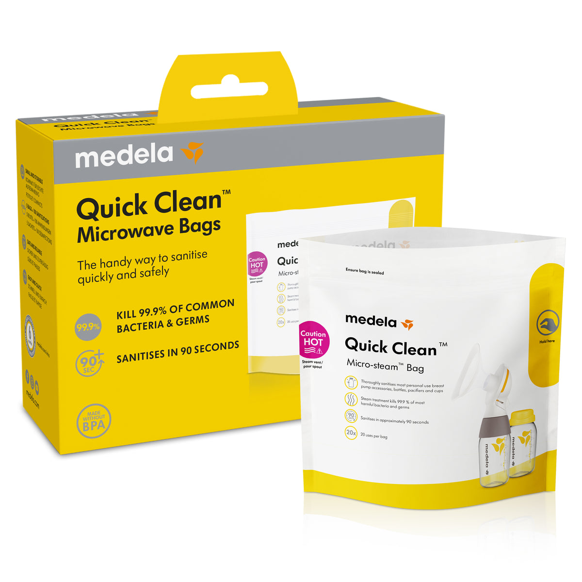 Medela Quick Clean Micro-Steam Microwave Bags, 5/Pack