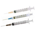 Three medical syringes with different needle types on a white background
