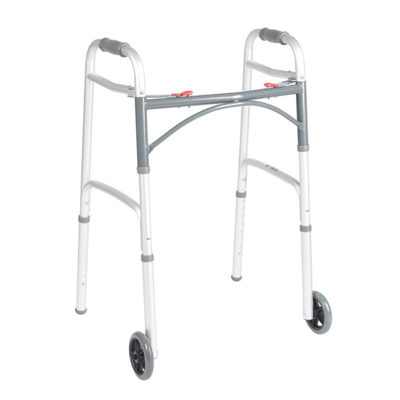 Drive Medical Deluxe Folding Walker, Two Button with 5