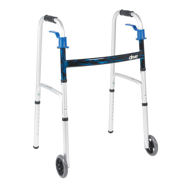 Drive Medical Deluxe Trigger Release Folding Walker with 5" Wheels