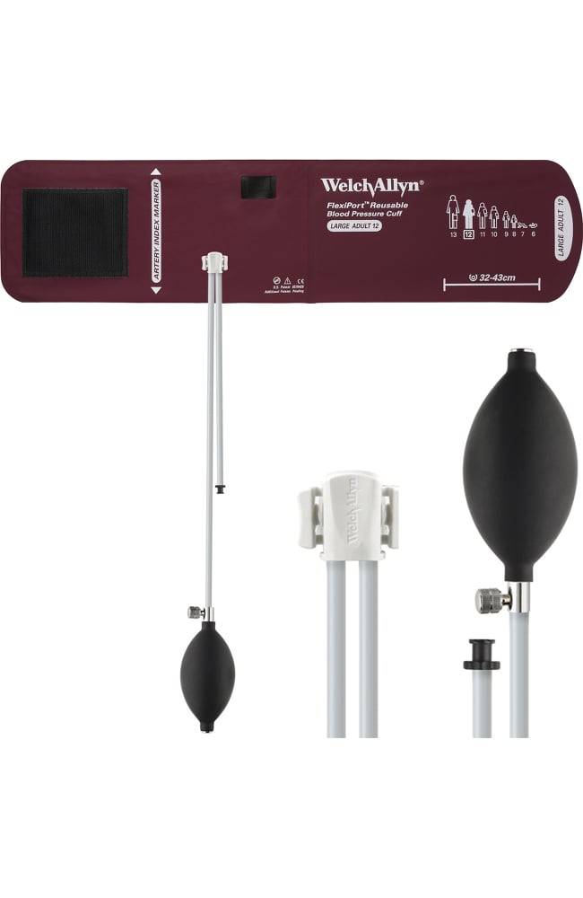 FlexiPort 2-Tube Blood Pressure Cuff with Connector, Bulb & Valve