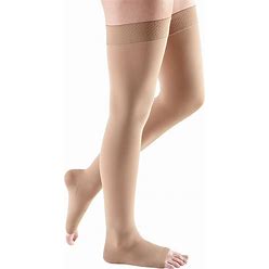 Mediven Plus Thigh Length Regular W/Topband Compression Stockings, Open Toe Class 1
