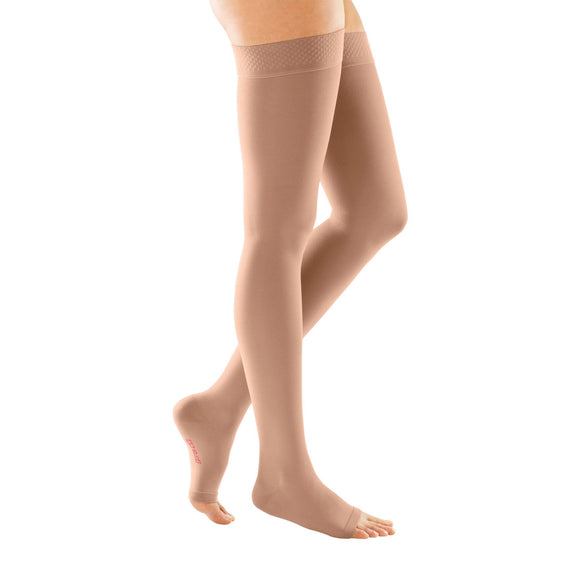Mediven Forte Thigh Length Open Toe Compression Stockings W/Topband Class 2